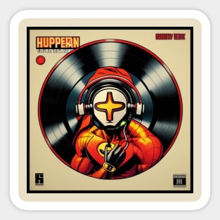 Unleash the Power: Superhero Soundscape Vinyl Record Artwork VI Sticker